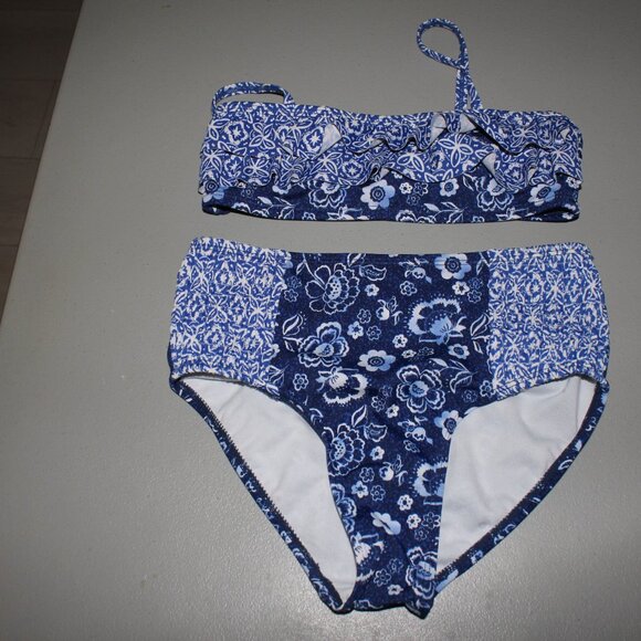 Blue & White 2 Pcs Justice Bikini Swimsuit Size 10 - Picture 5 of 11